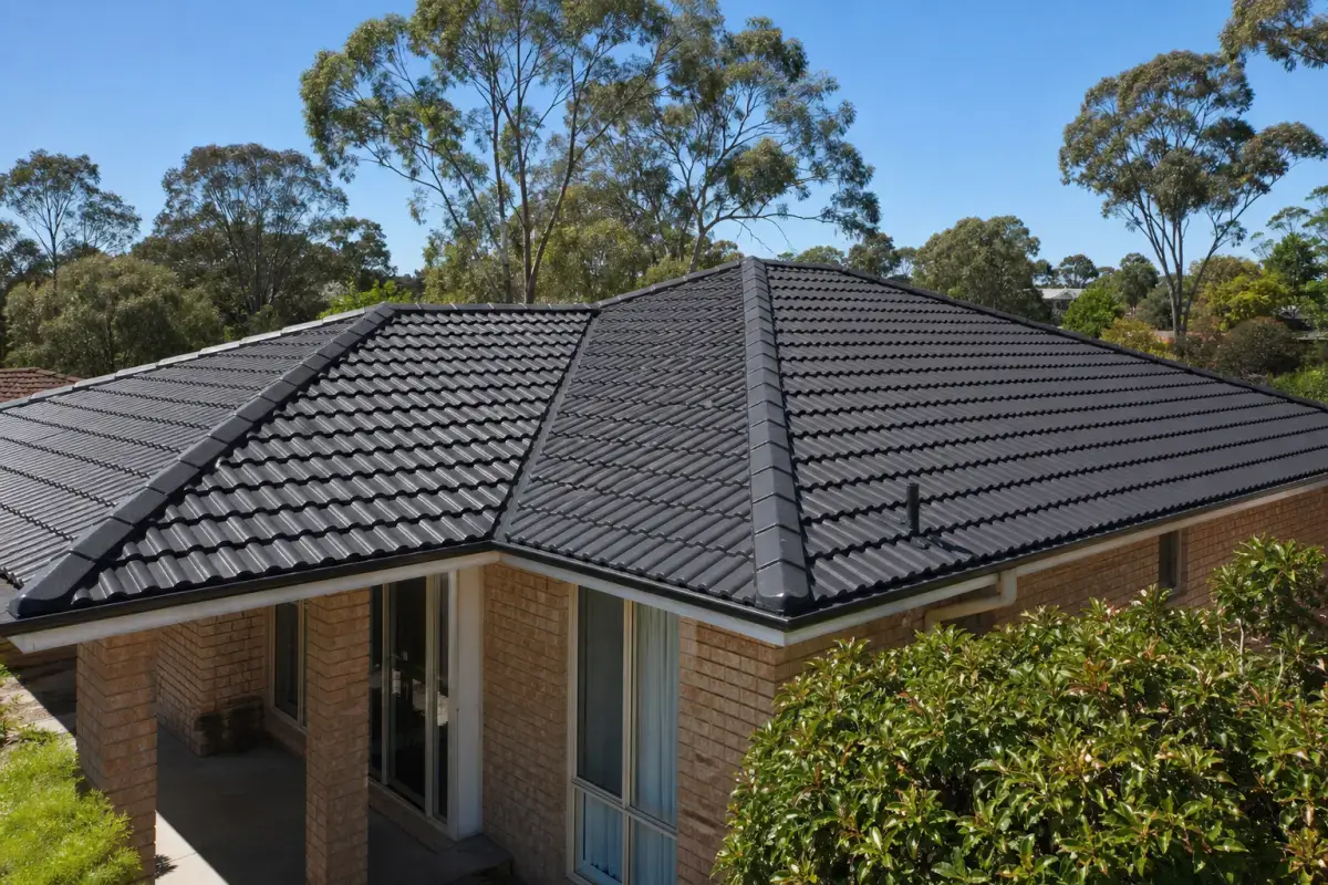 Restored and recoated concrete tile roof on a Canberra home